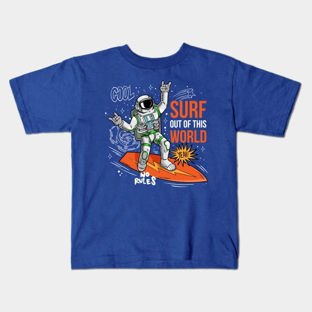 astronaut space explorer Kids T-Shirt by Mako Design 